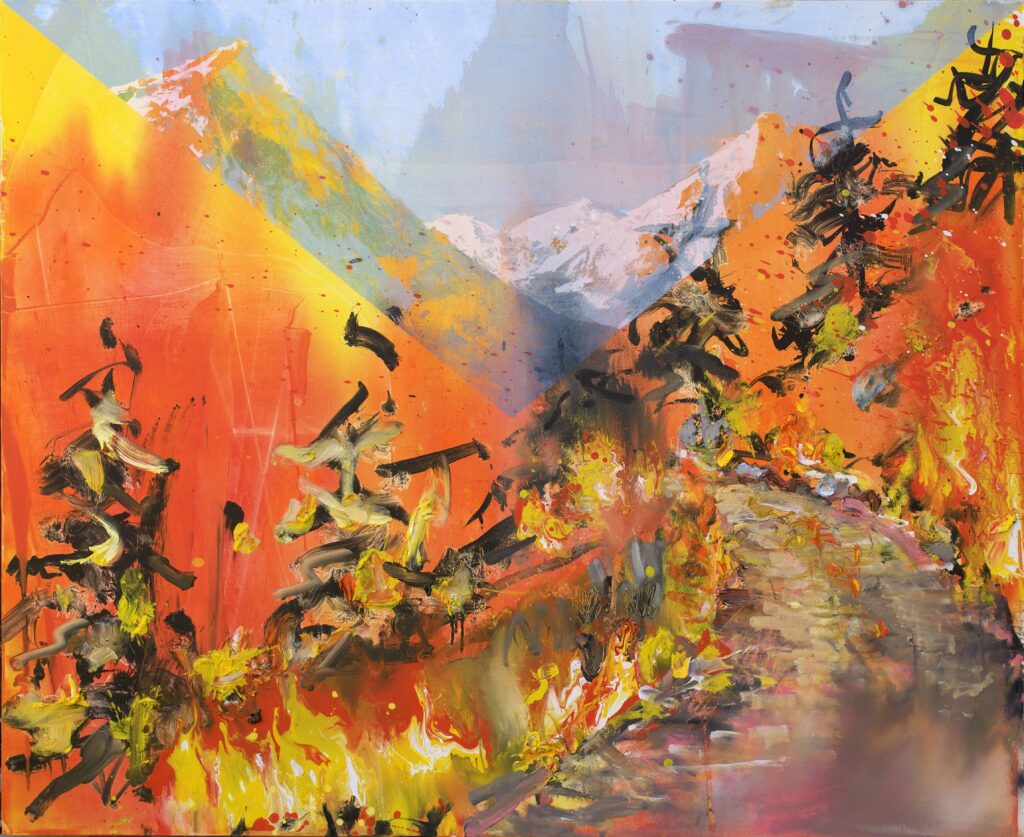 Fabien Boitard. Après, série vallées enveloppes,2021, huile sur toile,119X145cm