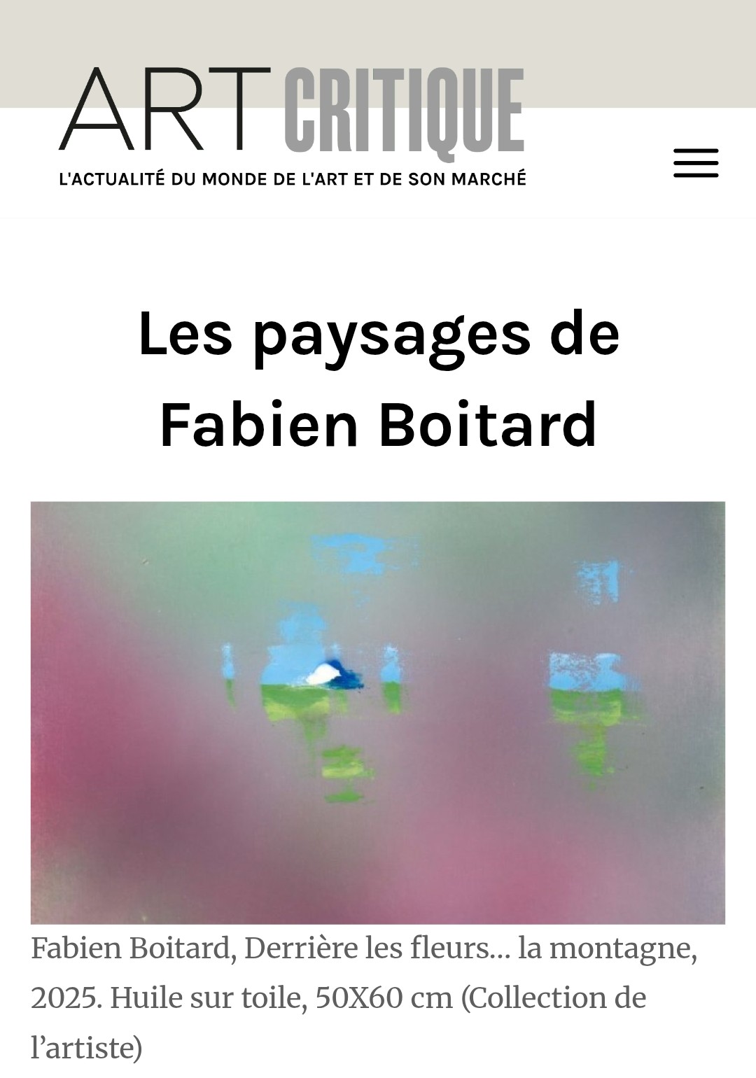 Les paysages de Fabien Boitard. média Art Critique